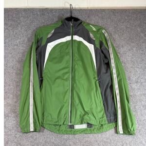 Saucony Reflective Running Jacket Womens M Green Gray Lightweight Windbreaker